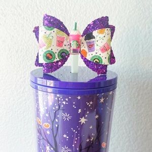 Hocus Pocus Bow Straw Topper, Sanderson Coffee, fits Starbucks tumblers